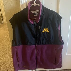 Columbia Black and Burgundy Vest with University of Minnesota Logo